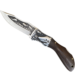 Nóż Scyzoryk WĘDKARSKI KANDAR zdobienia +pokrowiec