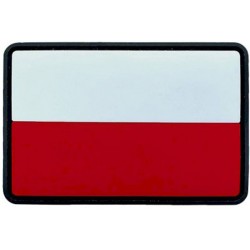Emblemat PL flaga Polski Gumowa PVC z rzepem 58x39