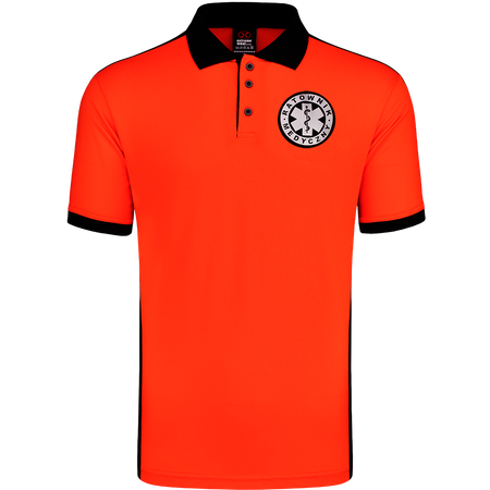 Koszulka POLO RATOWNIK MEDYCZNY eXtreme RESCUE - ORANGE FLUO Z ODBLASKOWĄ NASZYWKĄ I NAPISEM NA PLECACH