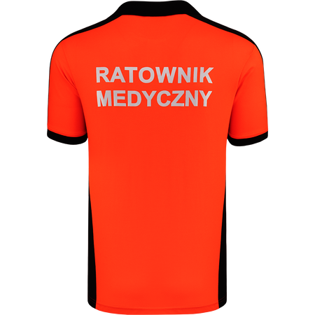 Koszulka POLO RATOWNIK MEDYCZNY eXtreme RESCUE - ORANGE FLUO Z ODBLASKOWĄ NASZYWKĄ I NAPISEM NA PLECACH