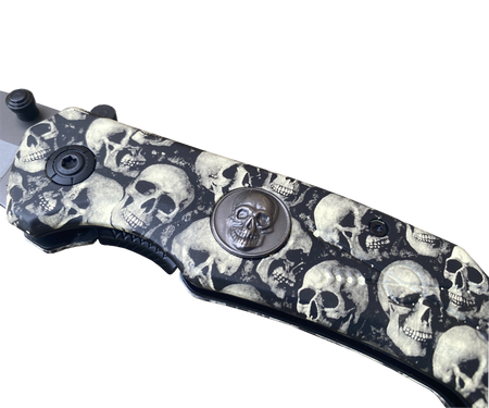 Nóż ratowniczy półautomatyczny KANDAR z czaszkami