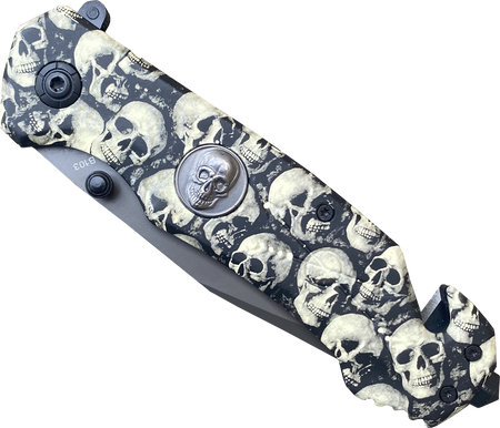 Nóż ratowniczy półautomatyczny KANDAR z czaszkami