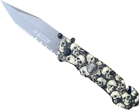 Nóż ratowniczy półautomatyczny KANDAR z czaszkami