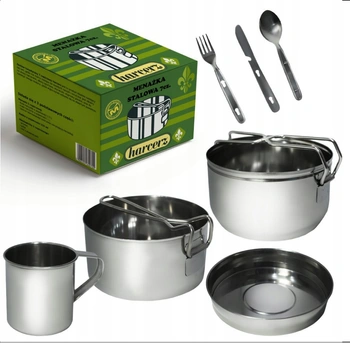 MENAŻKA HARCERSKA TURYSTYCZNA OBIADOWA STALOWA MOROWO HARCERZ 7 CZĘŚCIOWA