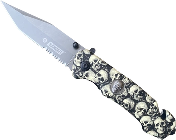 Nóż ratowniczy półautomatyczny KANDAR z czaszkami